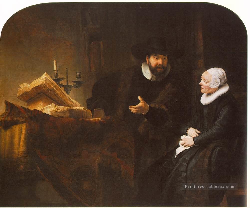 Le ministre mennonite Cornelis Claesz Anslo en conversation avec sa femme Aaltje Rembrandt Peintures à l'huile
